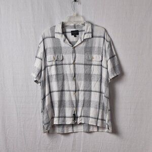 Lucky Brand Mens XL Extra Large Short Sleeve Button Up Linen Blend Casual Shirt